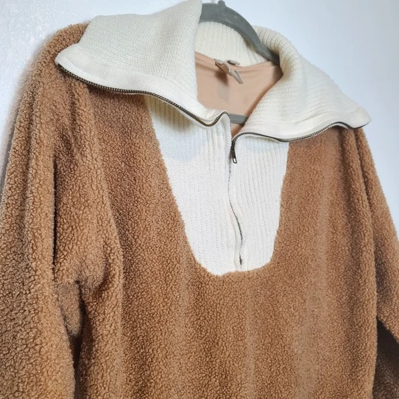 Anthropologie Dolan Left Coast Sherpa Oversized Collar Quarter Zip Sweat… - Picture 10 of 14